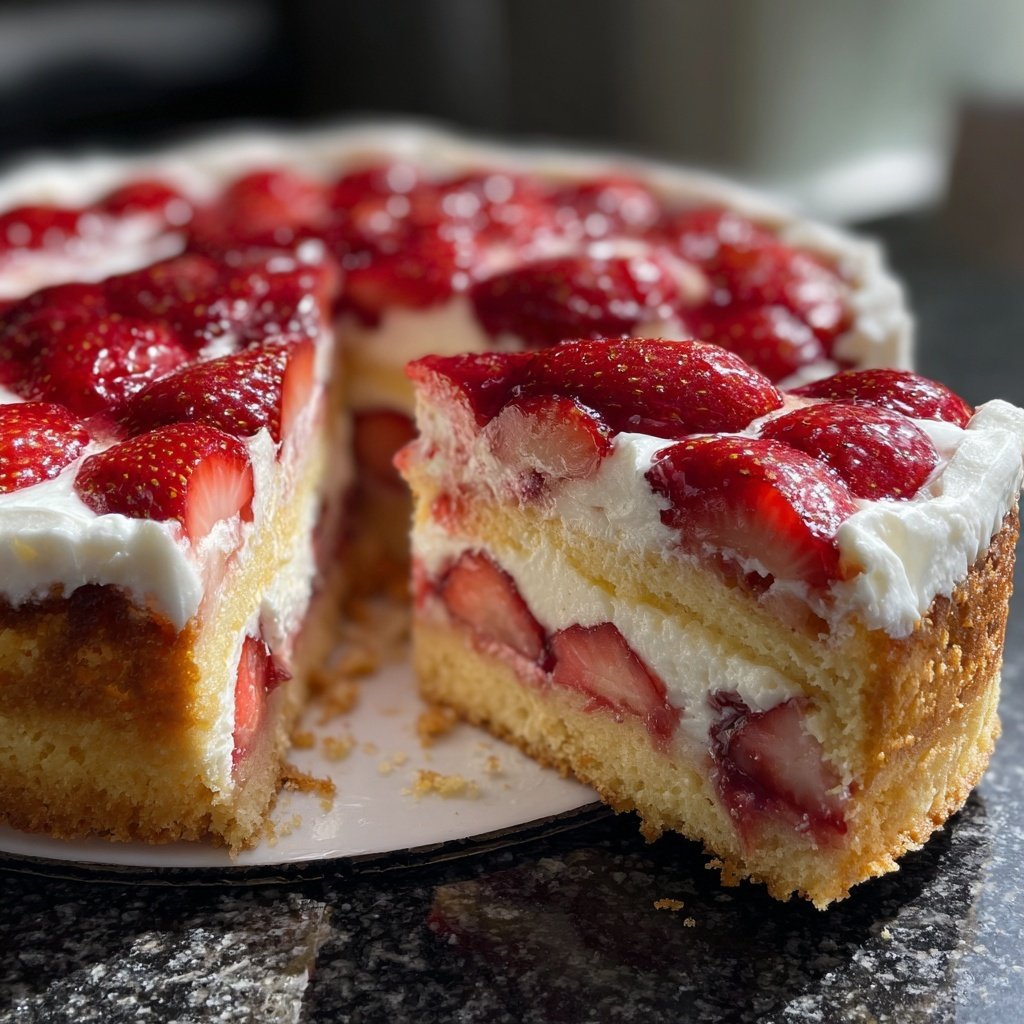 Saftiger Erdbeerkuchen Mit Vanillecreme