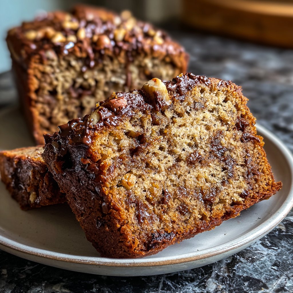 Bananenbrot mit Kakao und Haselnüssen