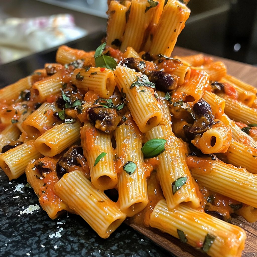 Rigatoni mit Auberginen-Tomatensauce