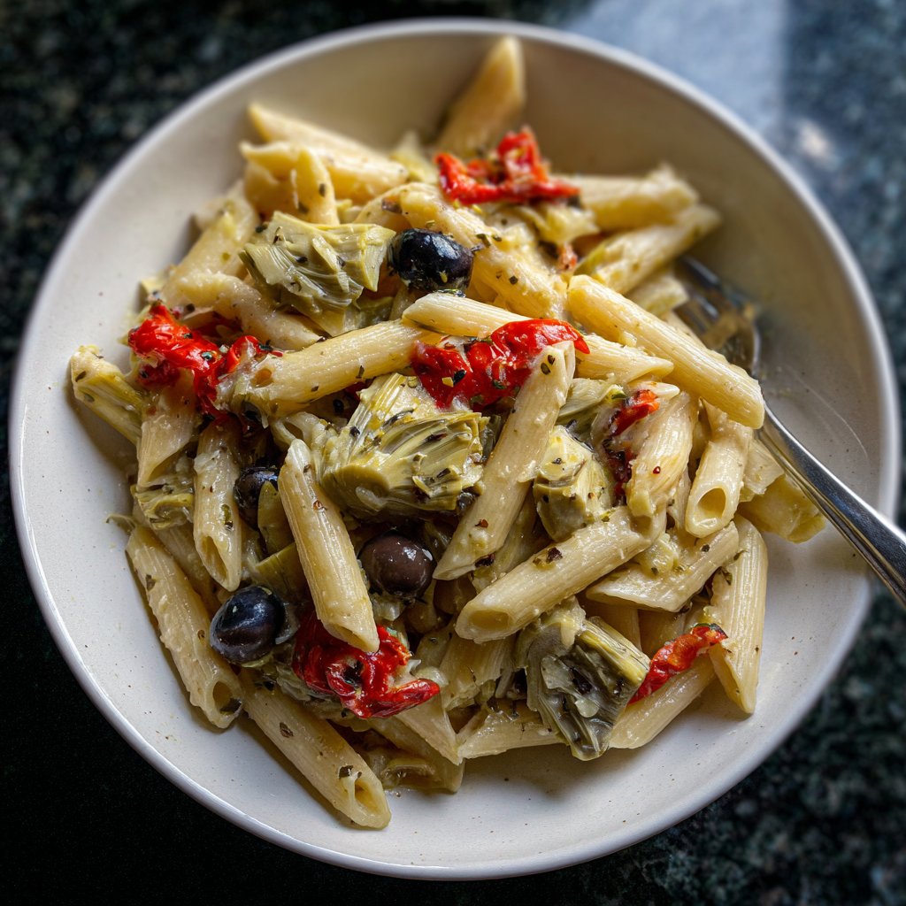 Penne mit Artischocken und Oliven