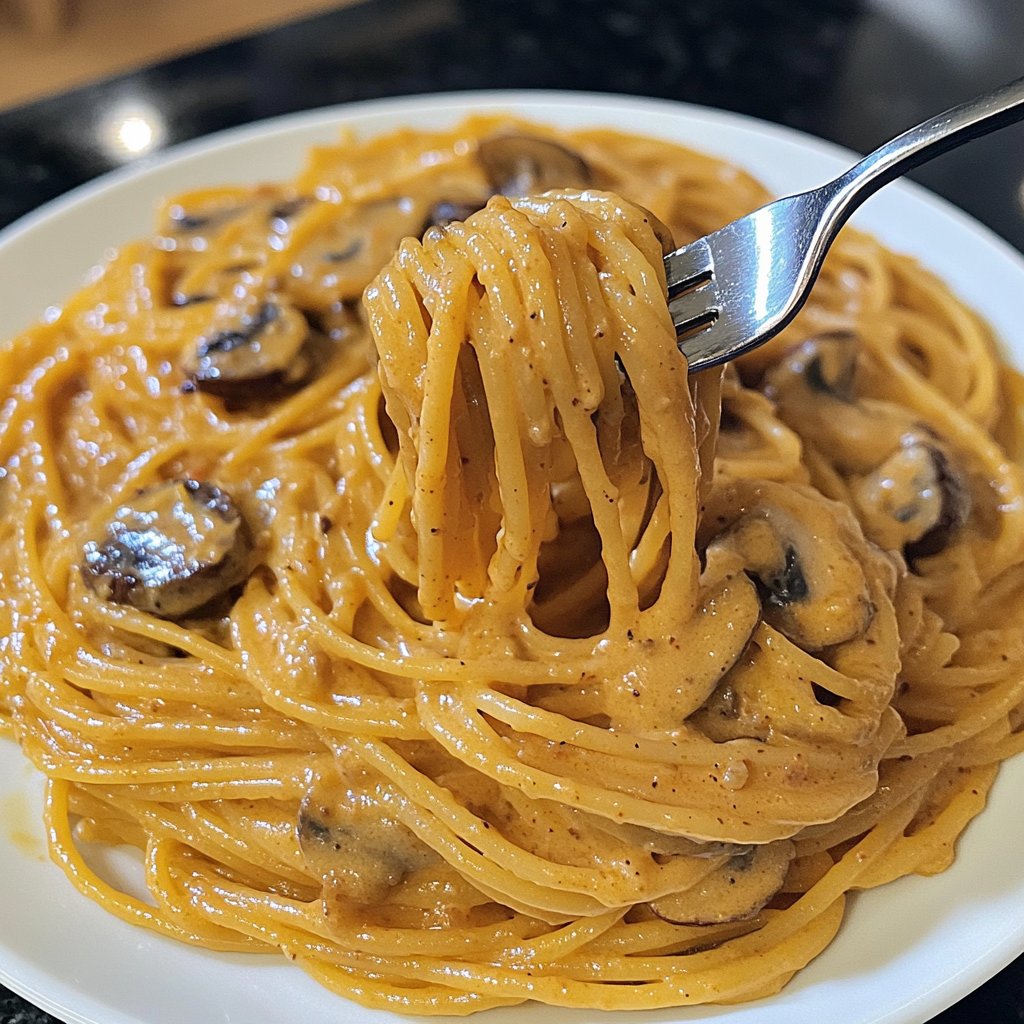 Spaghetti mit cremiger Pilzsauce