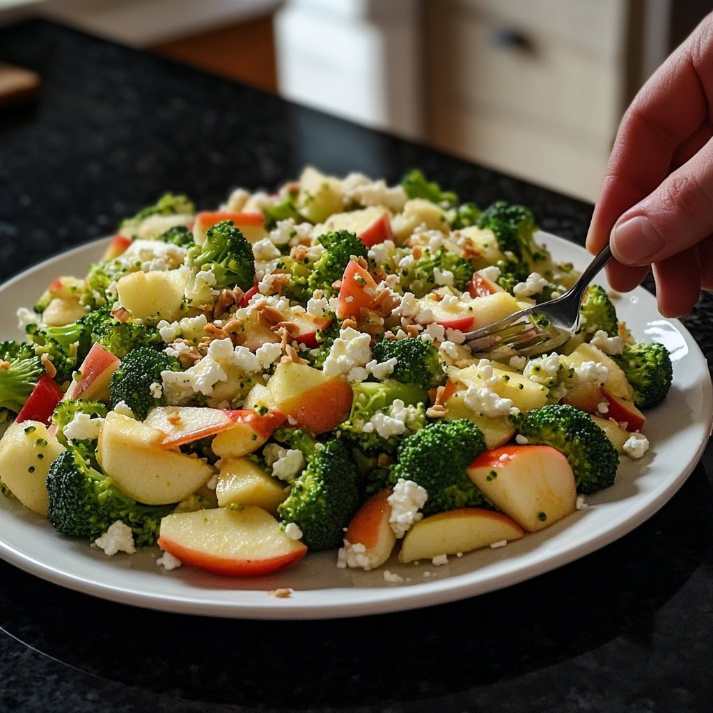 Brokkoli-Salat mit Äpfeln, Nüssen & Feta – Knackig & frisch