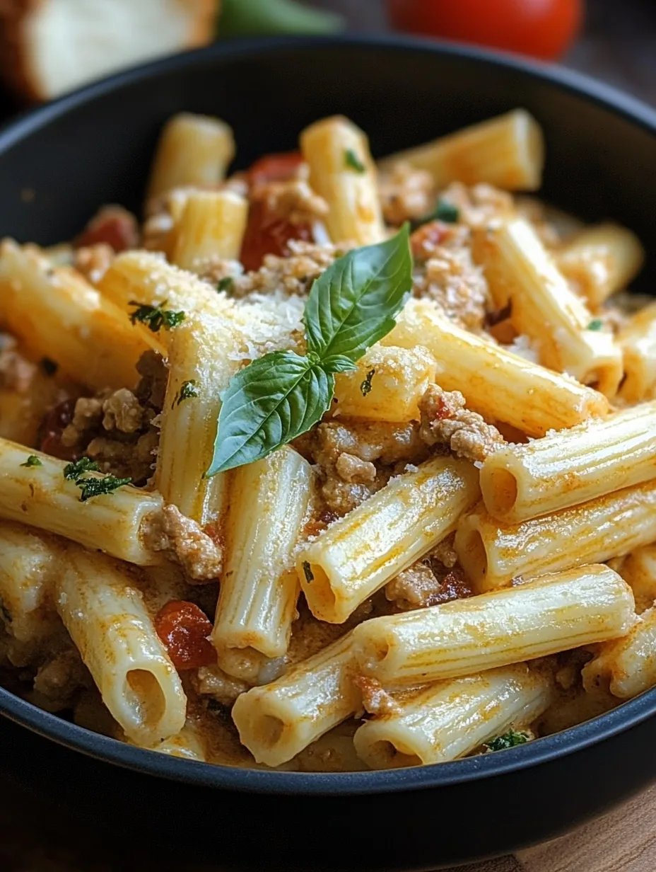 Rigatoni in Hack-Feta-Creme