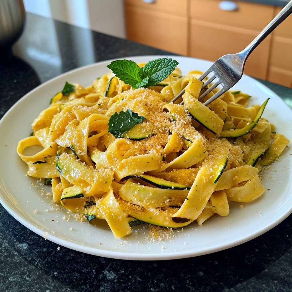 Tagliatelle mit Zucchini und Minze