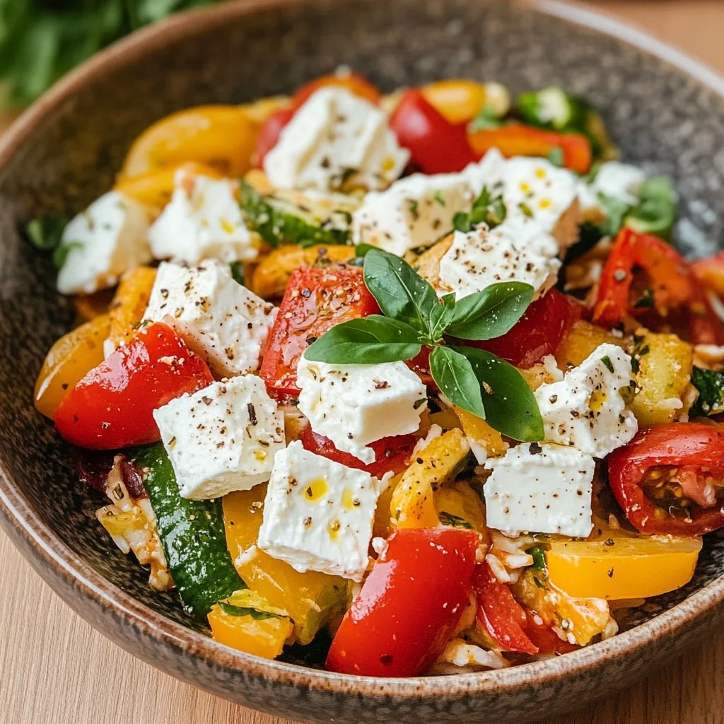 Gemüse Reispfanne mit Feta