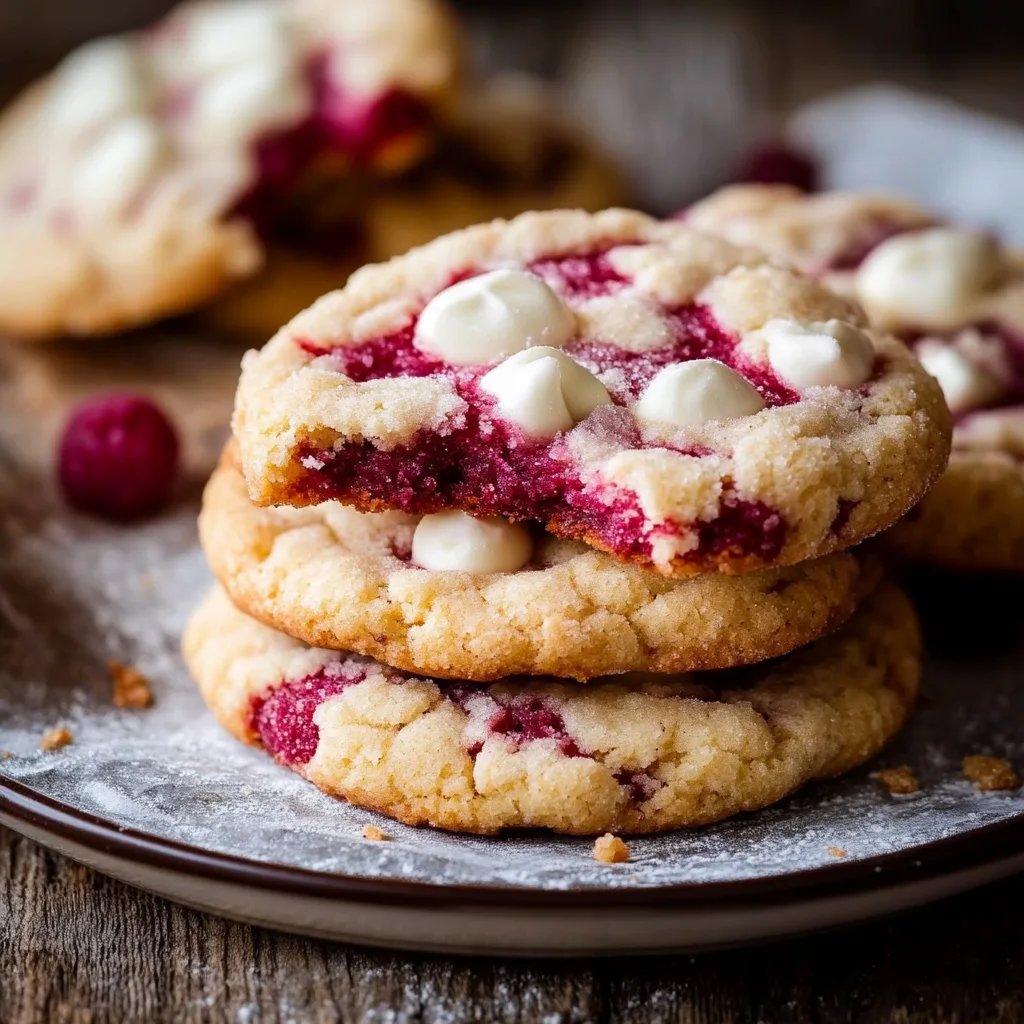 Perfekte Himbeer Cookies mit weißer Schokolade
