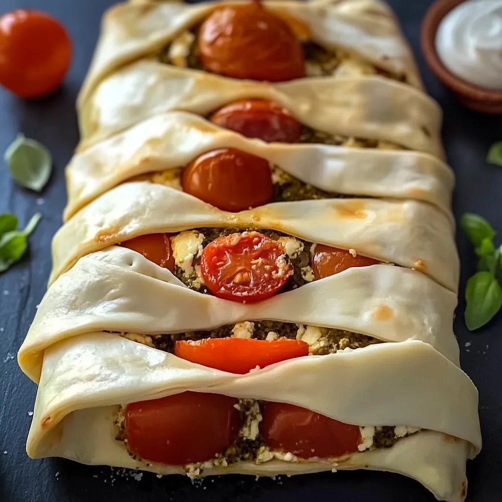 Pesto Strudel mit Tomaten und Mozzarella