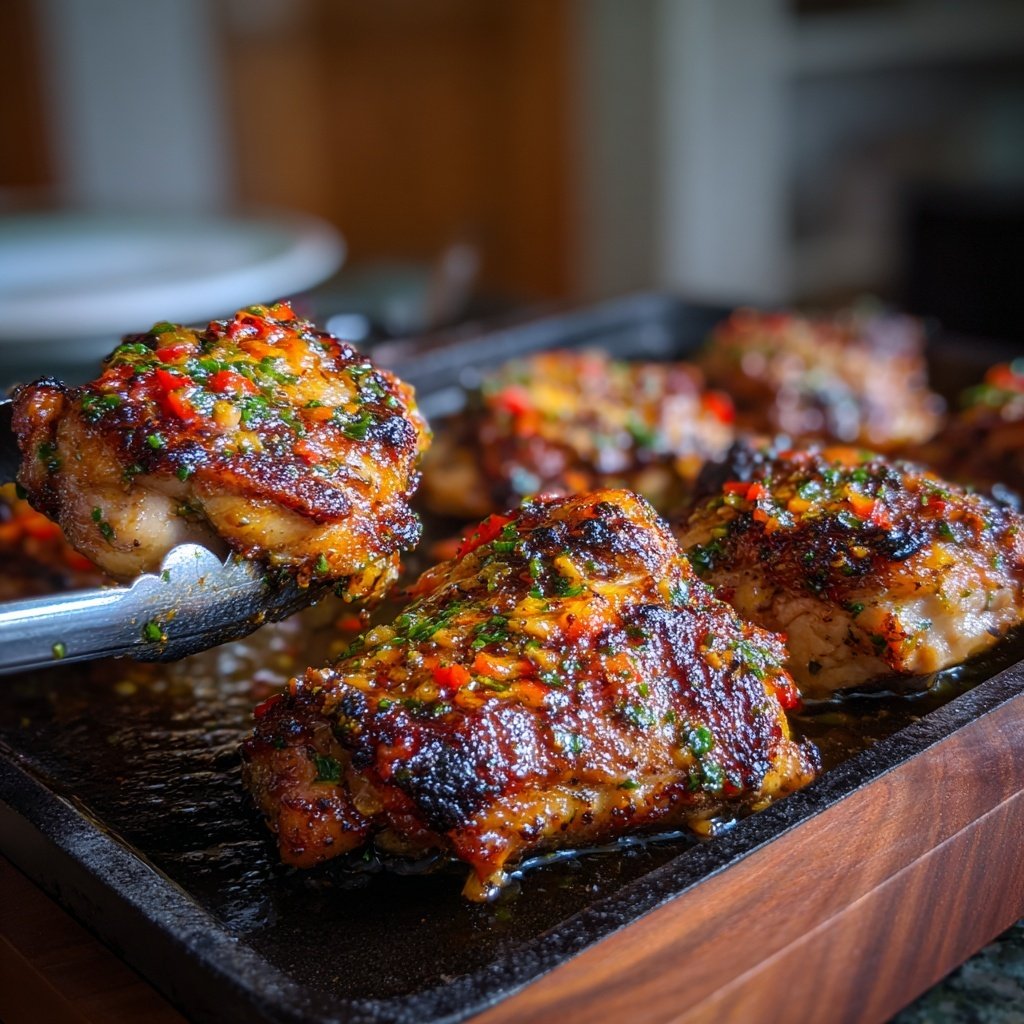 Gegrillte Hähnchenschenkel Mit Paprika Marinade